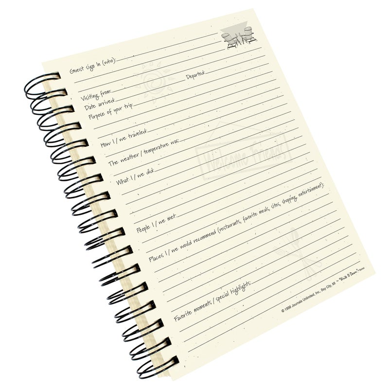 Write it Down series by Journals Unlimited, Guided Journal, Guest Journal, Enjoy Your Stay!, Full-size 7.5"x 9", Kraft Hard Cover, Made in USA - Image 4